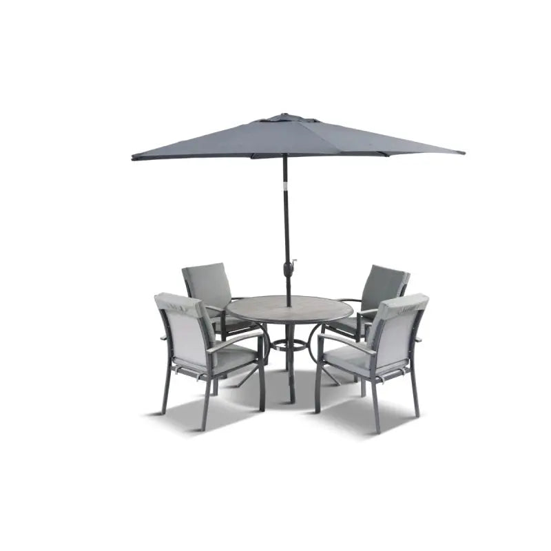 LeisureGrow Turin | 4 Seat Dining Set with 2.5m Parasol - Outdoor CNTR