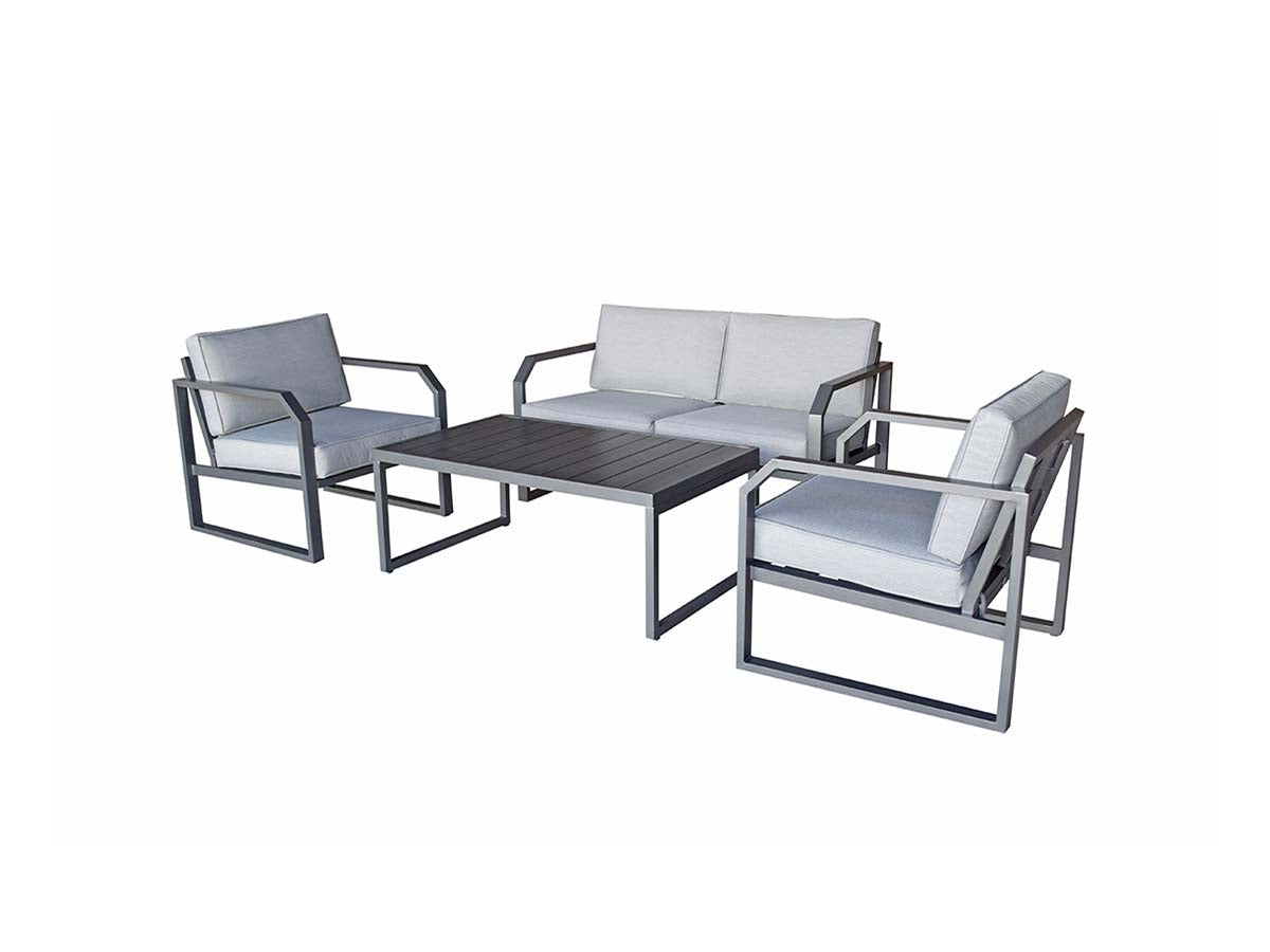 Signature Weave Alarna | Aluminium 4 Seat Grey Sofa Set