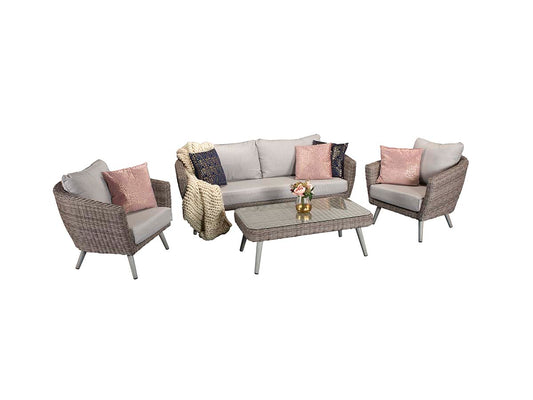 Signature Weave Danielle | Grey Five Seater Sofa Set with Pale Grey Cushions